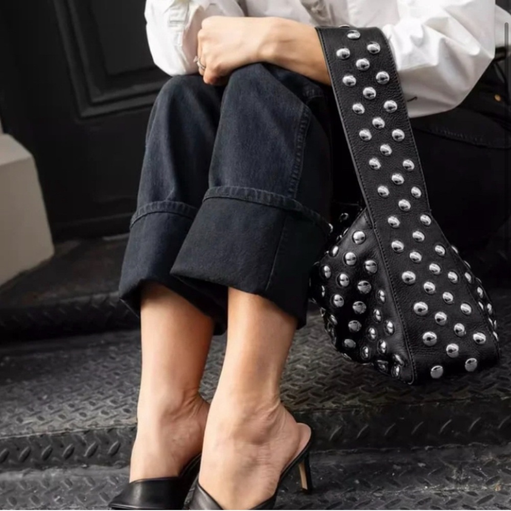 NWT black faux leather studded bag